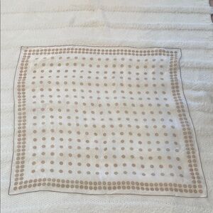 Vintage Polka Dot Square Scarf hand rolled edges brown creamy white semi sheer